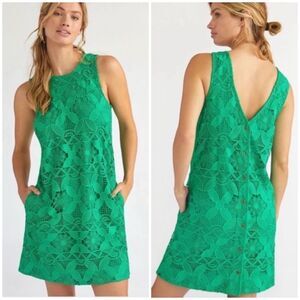Anthropologie Women’s Medium Green Shift Crochet Lace Dress
